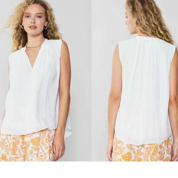 Current Air Anthropologie Women Top Small Pastel Green Split Neck Shirred - Picture 1 of 9